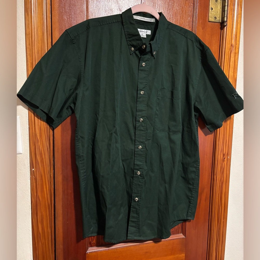 FEATHERLITE Emerald Green Stain Resistant Twill Shirt Men’s Size Medium